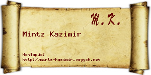 Mintz Kazimir névjegykártya